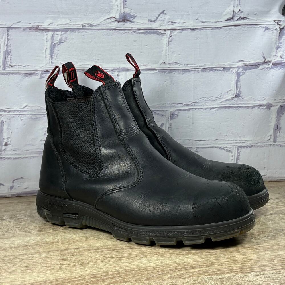 Redback UBBK Easy Escape Steel Toe Black Leather Slip On Boots Men's Size 12